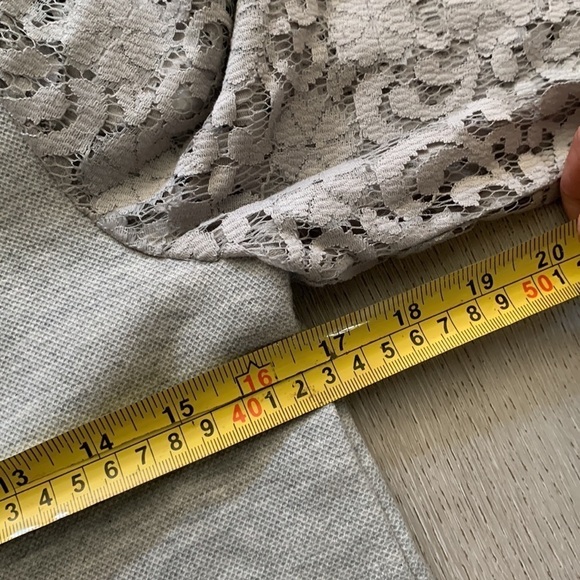 Ann Taylor LOFT Sweater size XXS‎ gray knit lace sleeves casual dressy - Picture 5 of 8